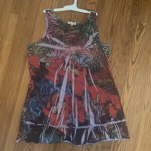 Multi-colored floral tank with nailhead detailing